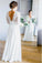 Floor Length 3/4 Sleeves Chiffon Beach Wedding Dress with Lace Backless Bridal Dress WK817