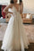 A-Line Spaghetti Straps V-Neck Floor Length Ivory Long Beach Wedding Dresses
