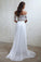 A-Line Long Lace Ivory Chiffon Off the Shoulder Short Sleeve Two Pieces Wedding Dresses WK383