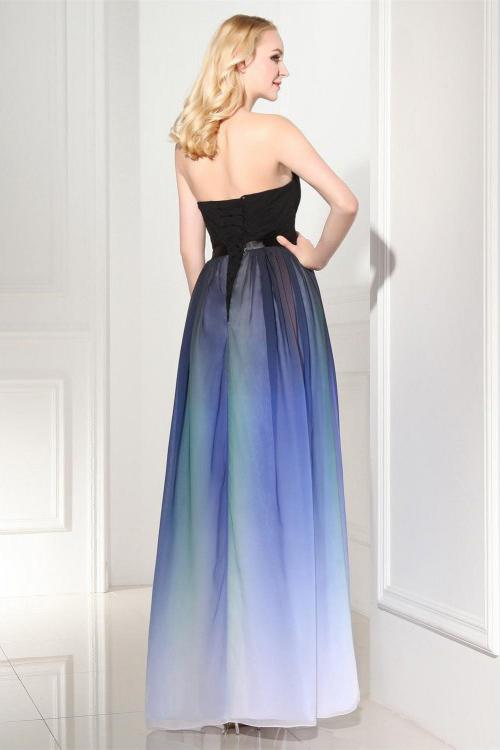 Elegant A Line Ombre Sweetheart Black Lace up Sleeveless Evening Prom Dresses WK578