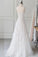 White Spaghetti Straps Lace Tulle Evening Dress Floor Length Prom Dress with Beads WK676