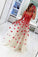 Stylish A Line Tulle Sweetheart Spaghetti Straps Red Flowers Sleeveless Prom Dress WK811