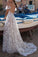 A-Line Unique White Spaghetti Straps Lace V-neck Long Off-the-Shoulder Prom Dresses WK302