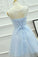 A-Line Appliques Light Sky Blue Cheap Short Tulle Homecoming Dress for Teens WK133