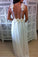 A-Line V-Neck Floor Length Backless Chiffon Tulle Wedding Dress with Handmade Flower WK640