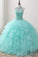 Ball Gown Long Green Sleeveless Open Back Lace up Beads High Neck Prom Dresses WK422