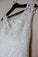 Simple Mermaid Lace Appliques Ivory Cap Sleeves Button Long V Neck Wedding Dresses WK856