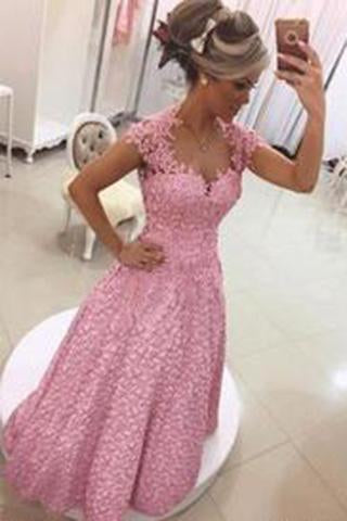 Gorgeous A-line Sweetheart Short Sleeve Backless Sweetheart Cheap Lace Prom Dresses uk PD0084