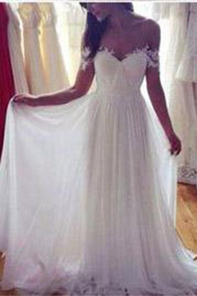 Charming A-Line Wedding Dresses Long Appliques Wedding Dresses Wedding Dresses WD02