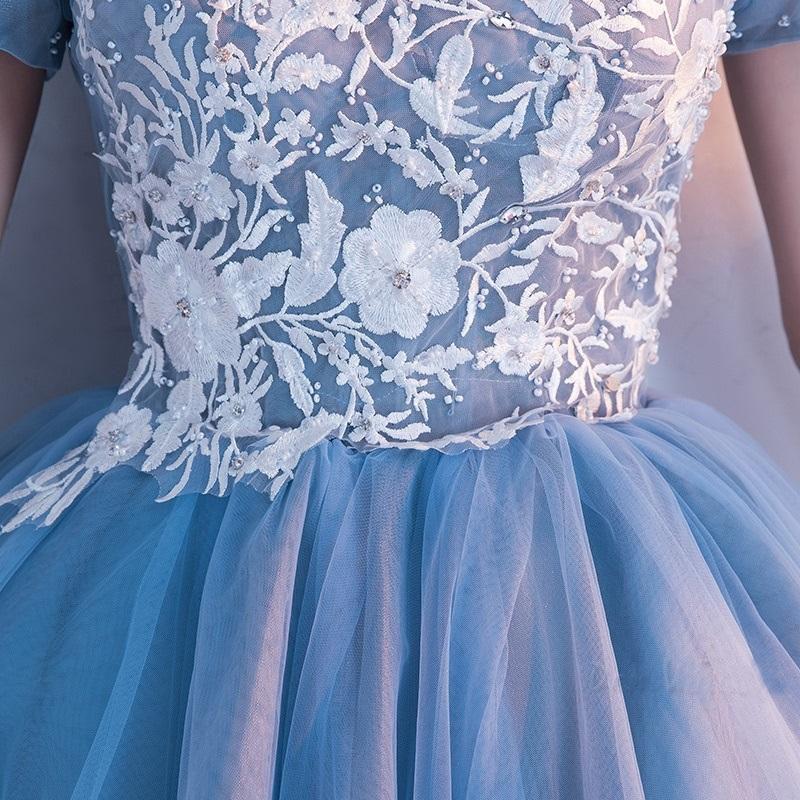 Cute A Line Off the Shoulder Above Knee Blue Short Prom Dresses Homecoming Dresses WK946