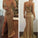 Sexy Mermaid Spaghetti Straps Slit Gold V Neck Sequins Long Sleeveless Prom Dresses WK50