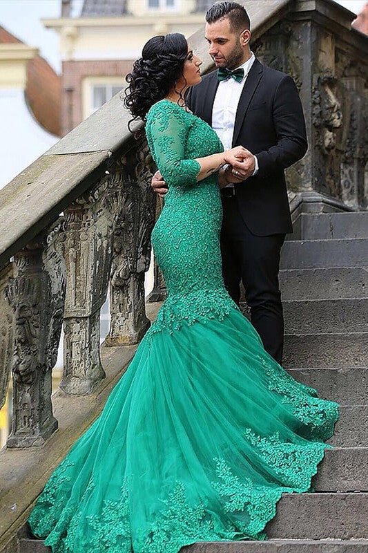 Newest Appliques Mermaid Tulle Prom Dresses Prom Dresses WK673
