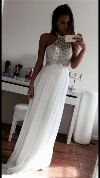 Gorgeous High Quality A-Line Sleeveless Beading Long Halter Chiffon Prom Dresses WK127