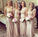 sparkle long champagne sequin bridesmaid dress lace sleeves bridesmaid dress WK717