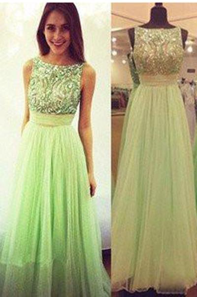 green prom Dress charming Prom Dress chiffon prom dress party dress Long prom dress BD1025