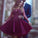 Wine Red Prom Dresses Beading Prom Gowns Cute Party Dress Short Prom Dress WK619