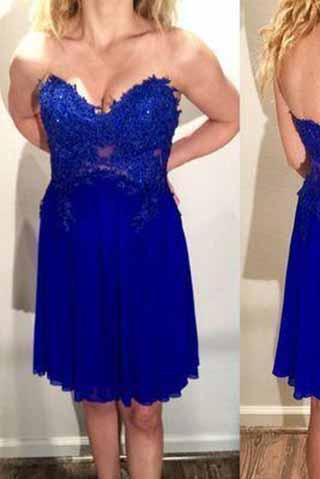 Tulle Lace Homecoming Dress Royal Blue Fitted Homecoming Dress Short Prom Dresses WK914