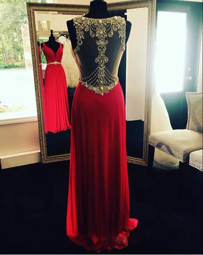 Red Open Back Backless Sparkle Long Open Backs Prom Dress Sparkly Evening Formal Gown WK939