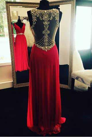 Red Open Back Backless Sparkle Long Open Backs Prom Dress Sparkly Evening Formal Gown WK939
