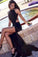 Black Mermaid Lace Halter Mermaid Backless Sleeveless Party Dress Lace Prom Gown For Teens WK70