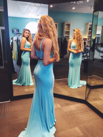 Two Pieces Sexy Long Charming Green Mermaid Sweetheart Evening Dress Prom Dresses uk F200