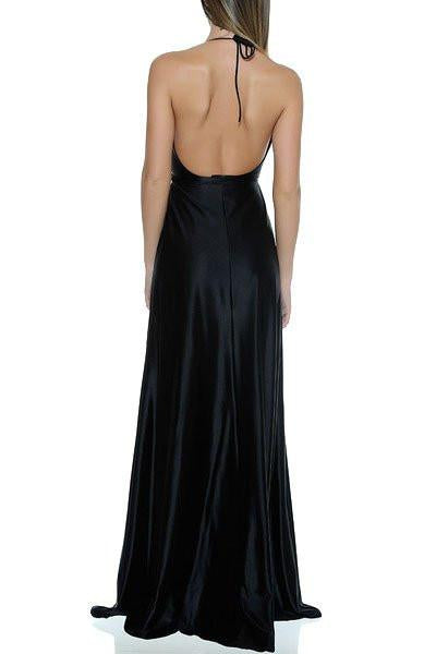New Fashion Modest Sexy A-Line Burgundy Slit Halter Backless V-Neck Prom Dresses WK761
