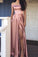 2024 Pink Elegant A-Line Cheap Off the Shoulder Long Slit Prom Dresses WK146