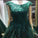A-line Green Lace Appliques Ball Gown V-back Evening Dresses Prom Dresses WK737