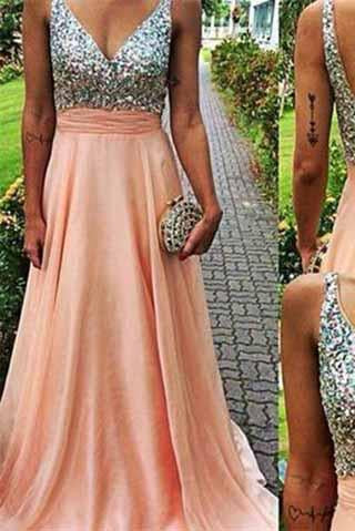 V Neckline Prom Dress Prom Dresses Evening Party Gown Formal Wear WK938