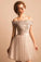 2024 Off-the-Shoulder Lace Short Prom Dress Beading Tulle Cute Lace-up Homecoming Dress WK247