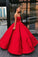 Charming Vintage Red Sweetheart Strapless Satin Ball Gown Sleeveless Prom Dresses WK231