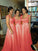 Coral Chiffon Corset Long Bridesmaids Dress Formal Prom Dress WK534