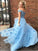 Two Piece Floor Length Tulle Prom Dress with Lace Long Off the Shoulder Dress with Flower WK891