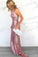 Sexy Spaghetti Straps V-Neck Backless Halter Mermaid Long Sequins Prom Dresses WK415