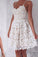 A-Line Spaghetti Straps Lace up Ivory Lace Short Sleeveless Sweet 16 Cocktail Dress WK744