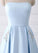 A-Line Blue Simple Satin Strapless Beaded Pockets Lace Up Back Long Sleeveless Prom Dresses WK309