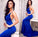 Blue Deep V-Neck Ruffles Open Back Mermaid Silvery Sequins Beaded Backless Prom Dresses WK801