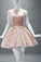Ball Gown Lace Appliques Brief Backless Short Cute Sleeveless Homecoming Dresses WK225
