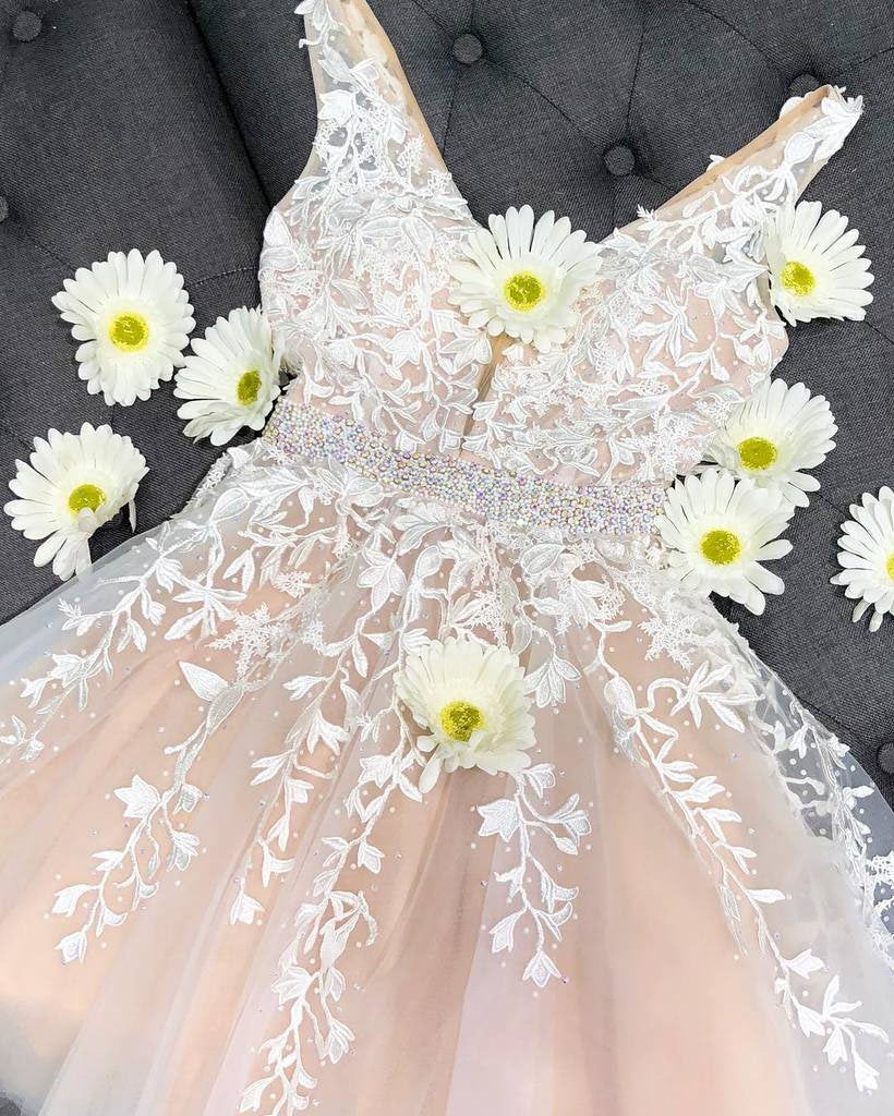 V Neckline Wedding Dress Prom Dress Party Gown Formal Wear pst1403