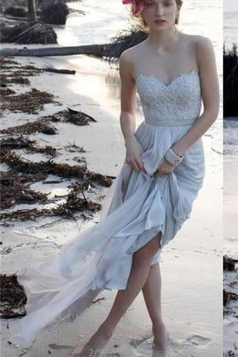 2022 Beach Unique New Design Beautiful Chiffon Wedding Dress Evening Prom Dress