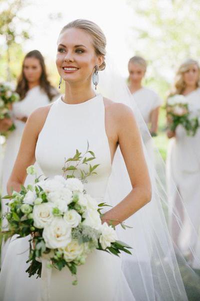 Simple Cheap Open Back Affordable Long Chiffon White Wedding Brides Dresses WK126