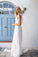 2024 Boho V-neck A-Line White Cheap Lace Chiffon Backless Sash Summer Beach Wedding Dresses WK308
