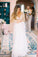 A Line Long Sleeve Deep V Neck Tulle Open Back Lace Appliques Wedding Dresses WK144
