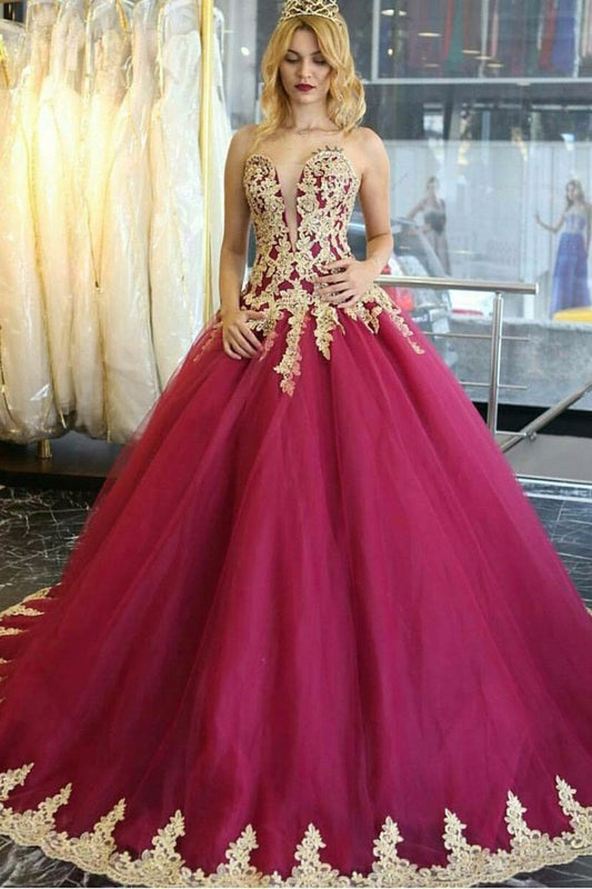 Long Quinceanera Dresses Wedding Dresses Tulle Prom Dresses with Appliques WK18