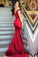 Mermaid Red Off the Shoulder Red Long Prom Dresses Backless Evening Dresses WK578
