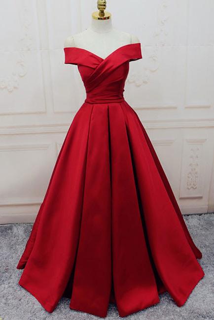 Gorgeous Red Off Shoulder Sweetheart Sleeveless Long Lace up Prom Dresses WK364
