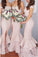 2024 Sexy Mermaid Ruffles Front Split Off-the-shoulder Sleeveless Bridesmaid Dress WK329
