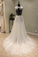 Cheap V-Neck Open Back Tulle Ivory Beach Long Appliques A-Line Sleeveless Wedding Dress WK598
