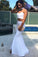 Sexy Two Piece Sweetheart Strapless Long White Satin Slit Mermaid Prom Dresses WK33